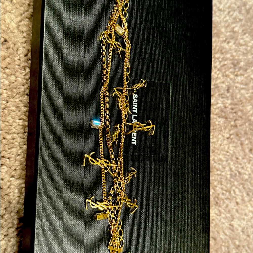 Crystal and YSL charm bracelet